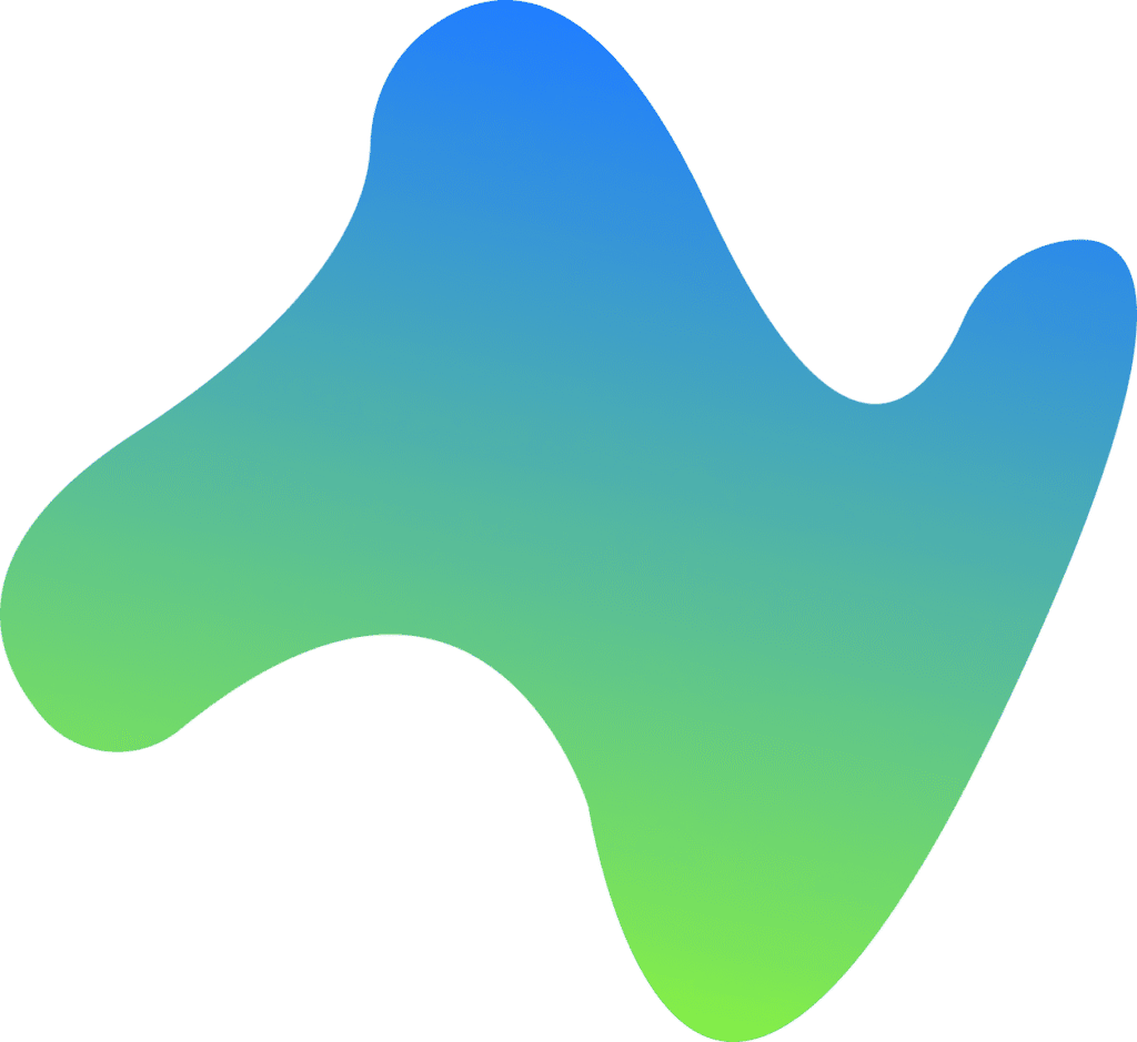 Abstract, irregular blob shape with a smooth gradient transitioning from blue at the top to green at the bottom, set against a plain white background—ideal for visuals related to local SEO or AI search optimization.