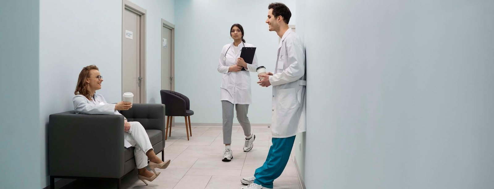 Doctors in a modern clinic setting, with Droved’s local SEO and AI search optimization helping healthcare providers appear on Google Maps and AI platforms to attract more patients.