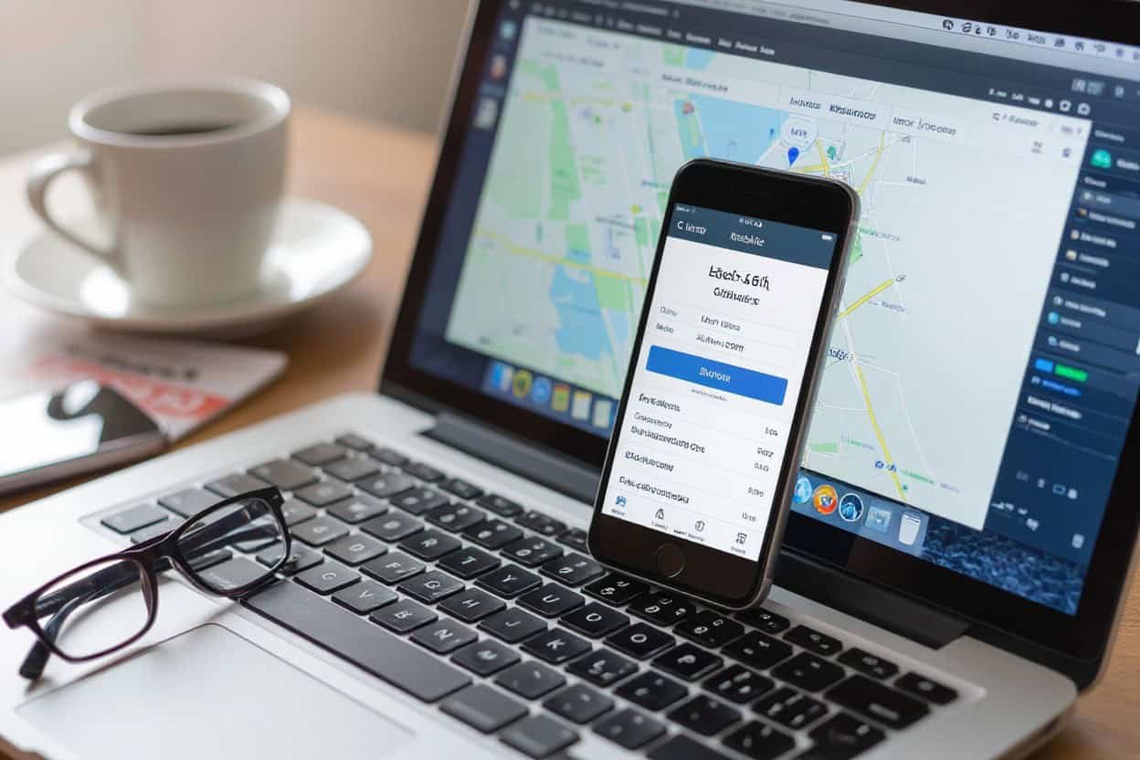 Responsive local SEO and AI search optimization tools on laptop and smartphone for enhanced local business visibility.