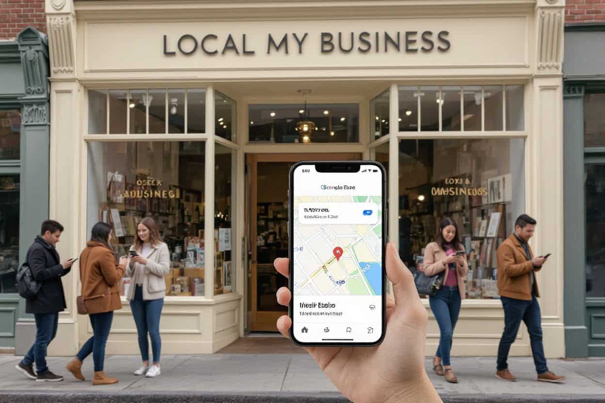Local SEO and AI search optimization for small businesses, showcasing local search strategies and AI-powered local SEO enhancement for improved visibility.