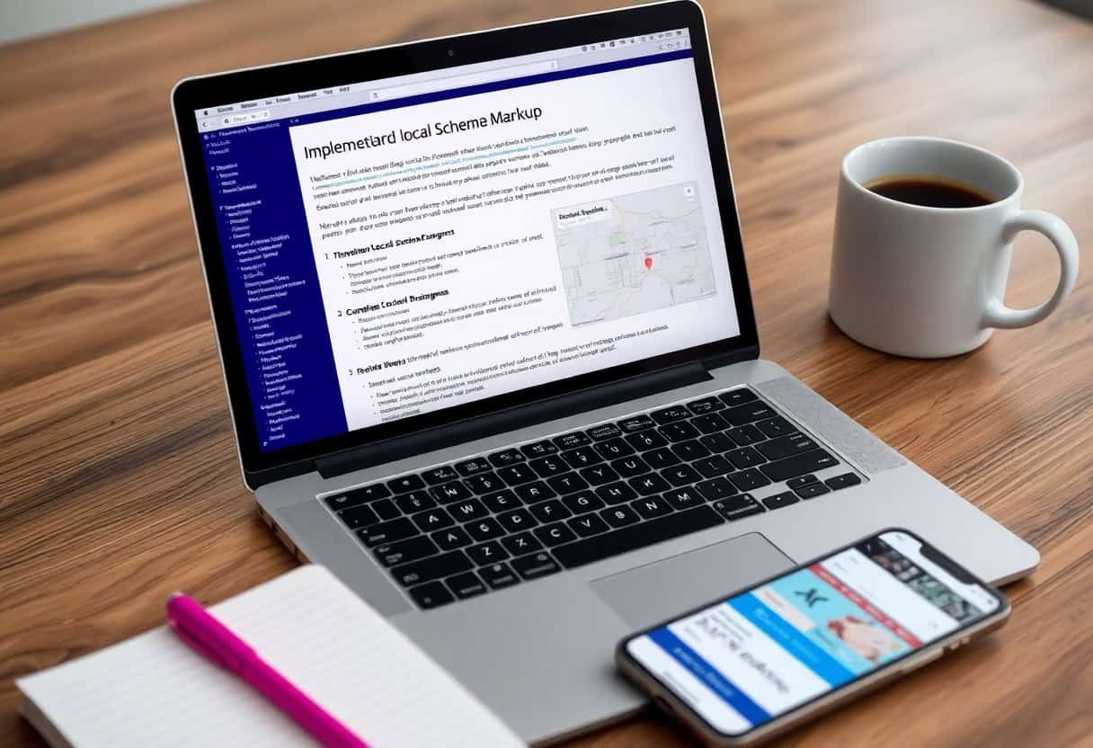 Adding local schema markup to improve local SEO, increase Google Maps visibility, and boost AI search presence with Droved.