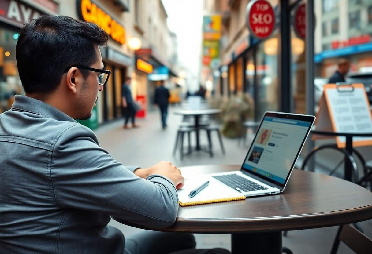 SEO optimization for local business search, focusing on AI-driven strategies and enhanced visibility through Droved's comprehensive digital marketing services.